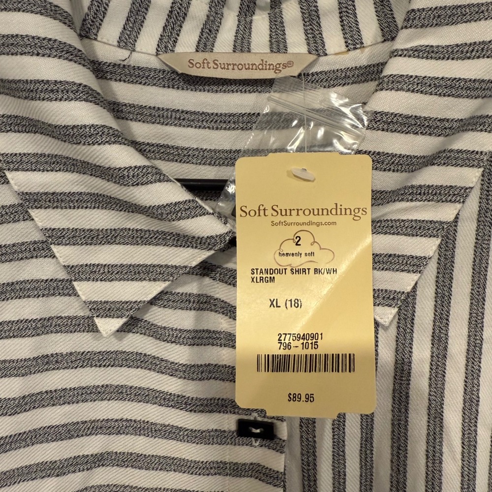 Soft Surroundings Standout Stripe Shirt Tunic XL(18) Black White Heavenly Soft - Picture 2 of 3